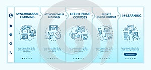 Distance learning types onboarding vector template photo