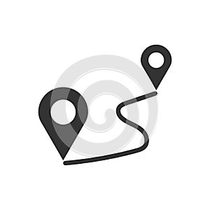 Distance pin icon in flat style. Gps navigation vector illustration on white isolated background. Communication travel business