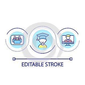 Distance school education loop concept icon