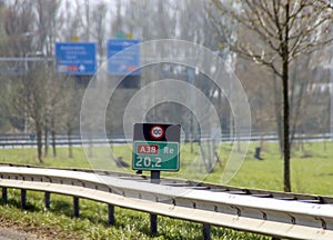 Distance sign of the shortest motorway in the netherlands : A38