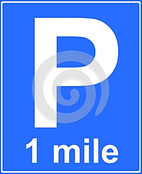 Distance to parking place sign