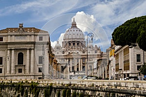 In the distance, Vatican City\'s St. Peter\'s Basilica can be seen.