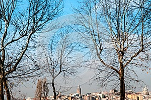 Distance View of Galata Tower from Byzantium times in Istanbul