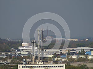 Distance view from Muelheim to the west with the heap Rheinpreussen``