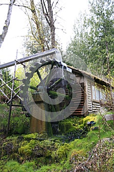 Distanced shot of Moving Watermill by Bremerton in Washington state at daytime