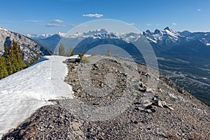 Distant Banff National Park Snow Covered Peaks Skyline