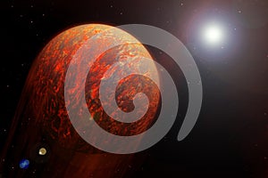 Distant exoplanet, in dark space. Elements of this image furnished by NASA