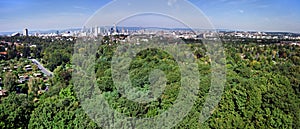 Distant Frankfurt Panorama with City Forest