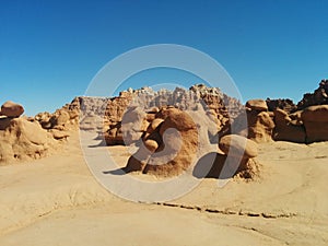 Distant hills with many hoodoos in the foreground