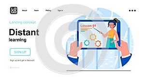 Distant learning web concept. E-learning and online education