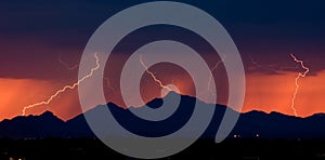 Distant Lightning at Sunset