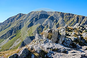 Distant mountain cores in slovakia Tatra mountain trails