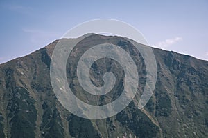 Distant mountain cores in slovakia Tatra mountain trails - vintage retro film look