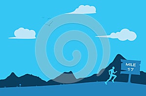 Distant Runner Running Terrain Miles Background Illustration photo