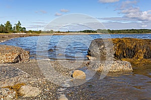 Distant view of the causeway at Sears Island in Maine