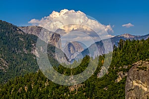 Distant view of Half-Dome in Yosemite National Park