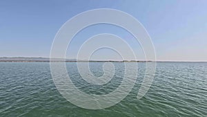 Distant view of the horizon from boat on Kaptai Lake Rangamati Chittagong Bangladesh