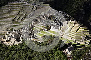 Distant View Of Machu Picchu Inca Ruins From Huayna Picchu
