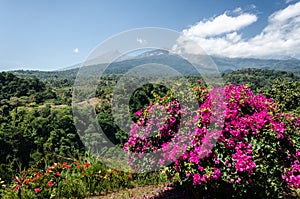 A distant view of Mount Rinjani