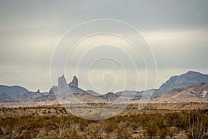 Distant View of Mules Ears Across The Southern Part Of Big Bend