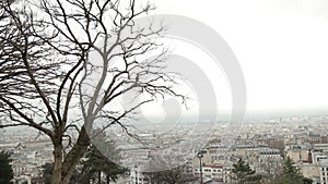 Distant View Panorama Paris France From Famous Summit Of The Butte Montmartre.