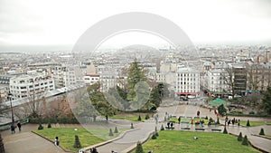 Distant View Panorama Paris France From Famous Summit Of The Butte Montmartre.