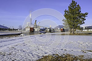 Distant View of a Pulp Mill at Skookumchuck