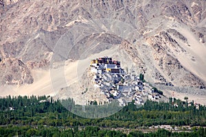Distant view of Thiksey Gompa, Leh