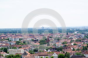 Distant view from the tower of the civil hall on  the buildings of hannover germany