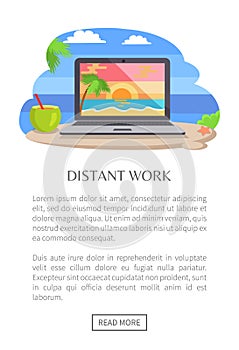 Distant Work Poster Open Notebook, Tropical Sunset