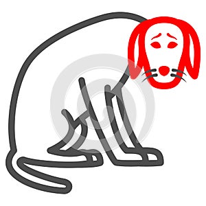 Distemper of dogs line icon, Diseases of pets concept, canine distemper sign on white background, Plague of dogs icon in