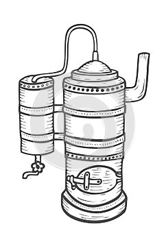 Distillation apparatus sketch photo