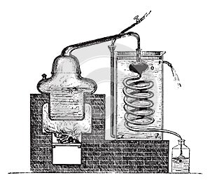 Distilling Apparatus, vintage engraving