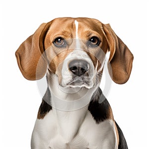 Distinct Facial Features: Beagle Dog In White Studio