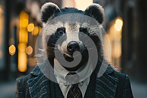 Distinctive Anthropomorphic badger wearing business manager suit. Generate ai