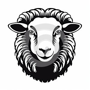 Distinctive Black And White Sheep Head Logo With Charming Character Illustrations