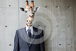 Distinctive Business suit giraffe. Generate Ai photo