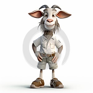 Distinctive Cartoon Goat Character Render In Daz3d Style