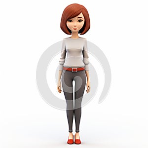 Distinctive Character Design: 3d Girl With Red Hair And Stylish Pants