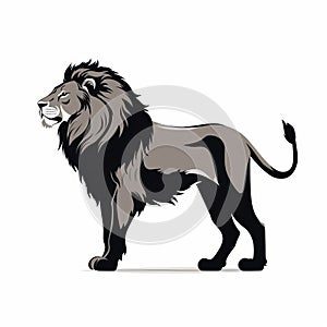 Distinctive Character Design: Majestic Lion Silhouette On White Background