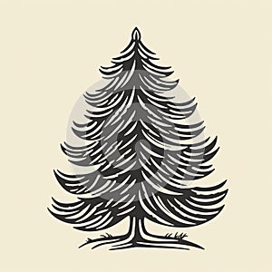 Distinctive Character Design: Pine Tree In Woodcut-inspired Graphics