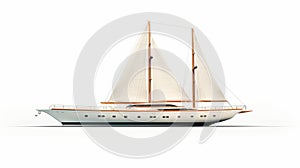 Distinctive Character Design: Yacht Sailboat On White Background