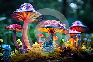 Distinctive Decorative mushrooms. Generate Ai