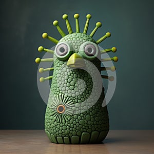 Distinctive Green Figurine With Avian-inspired Design