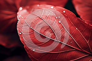 Distinctive Macro leaf red. Generate Ai