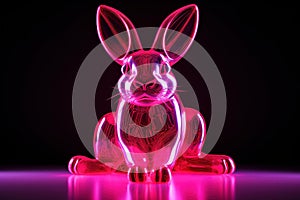 Distinctive Pink neon rabbit. Generate Ai