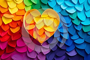 Distinctive Rainbow colored leaf heart. Generate Ai