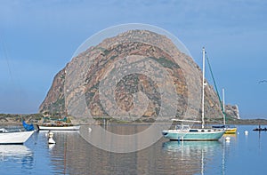 Distinctive Rock by a Idyllic Harbor