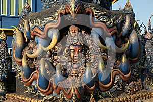 Distinguished by architecture and artwork that are beautiful in the style.At Wat Rong Suea Ten temple.