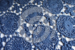 Distinguished blue lace on white background